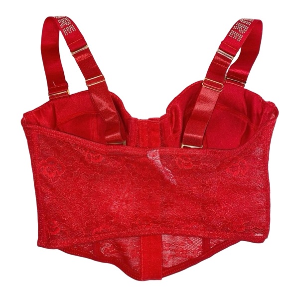 Juicy Couture NWT Red Lace Sexy Bustier Convertible Strapless Bra Top 34B 34C - Picture 4 of 6
